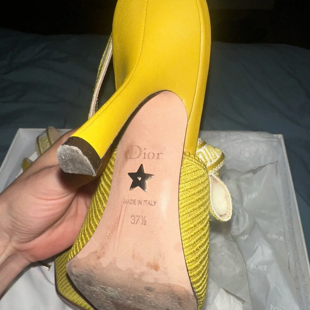 Dior Yellow Stiletto Heels with Textured Finish 37.5 size - Picture 4 of 5